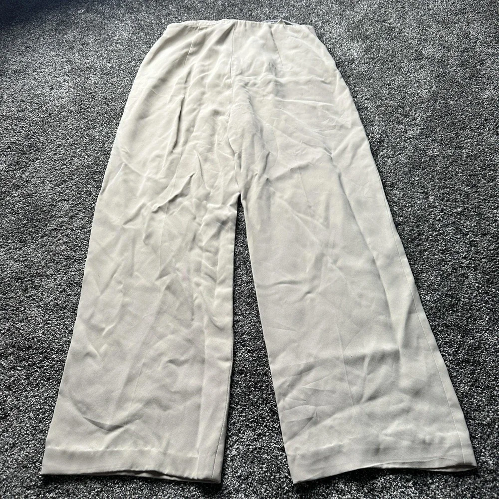 Giorgio Armani Dress Pants Womens 44 Beige Crepe Lined Relaxed Leg Italy Career - Picture 7 of 15